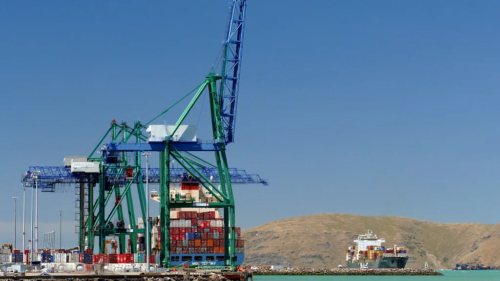 Harbour crane working a container terminal