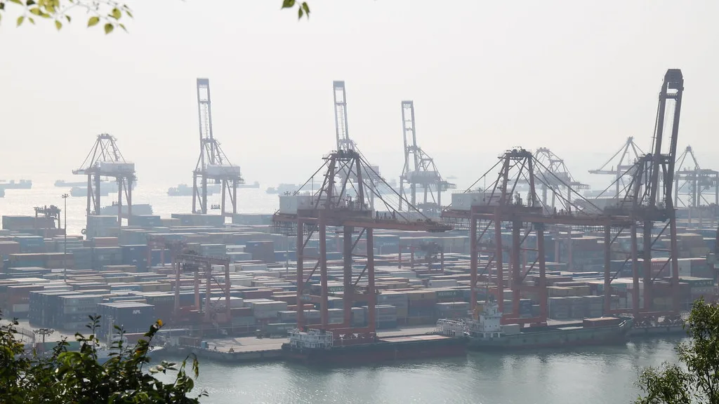Aerial view of a container yard